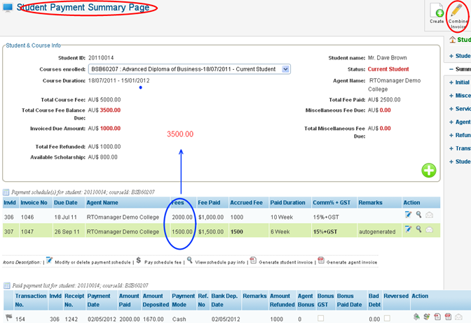 RTOmanager- WebSutra College Management System -- Accounts Zone - Payment Summary