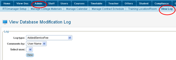 RTOmanager- WebSutra College Management System -- Admin Zone- View Log