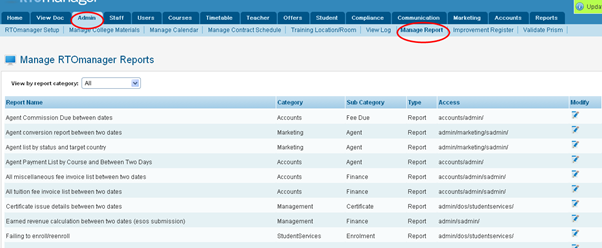 RTOmanager- WebSutra College Management System -- Admin Zone- Manage Reports