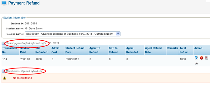 RTOmanager- WebSutra College Management System -- Accounts Zone - Payment Refund