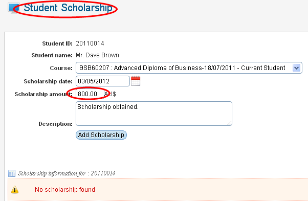 RTOmanager- WebSutra College Management System -- Accounts Zone- Scholarship