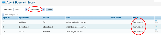 RTOmanager- WebSutra College Management System -- Accounts Zone - Agent Payment Search