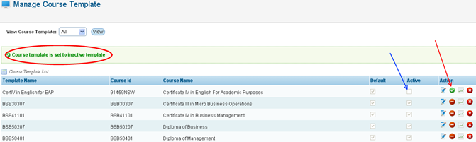 RTOmanager- WebSutra College Management System -- Admin Zone- Manage Course Template