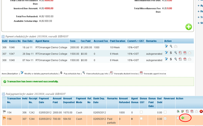 RTOmanager- WebSutra College Management System -- Accounts Zone - Payment Summary