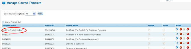 RTOmanager- WebSutra College Management System -- Admin Zone- Manage Course Template