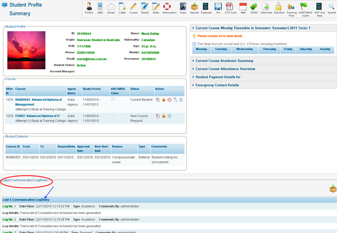 RTOmanager- WebSutra College Management System -- SS Zone- Student Profile Detail